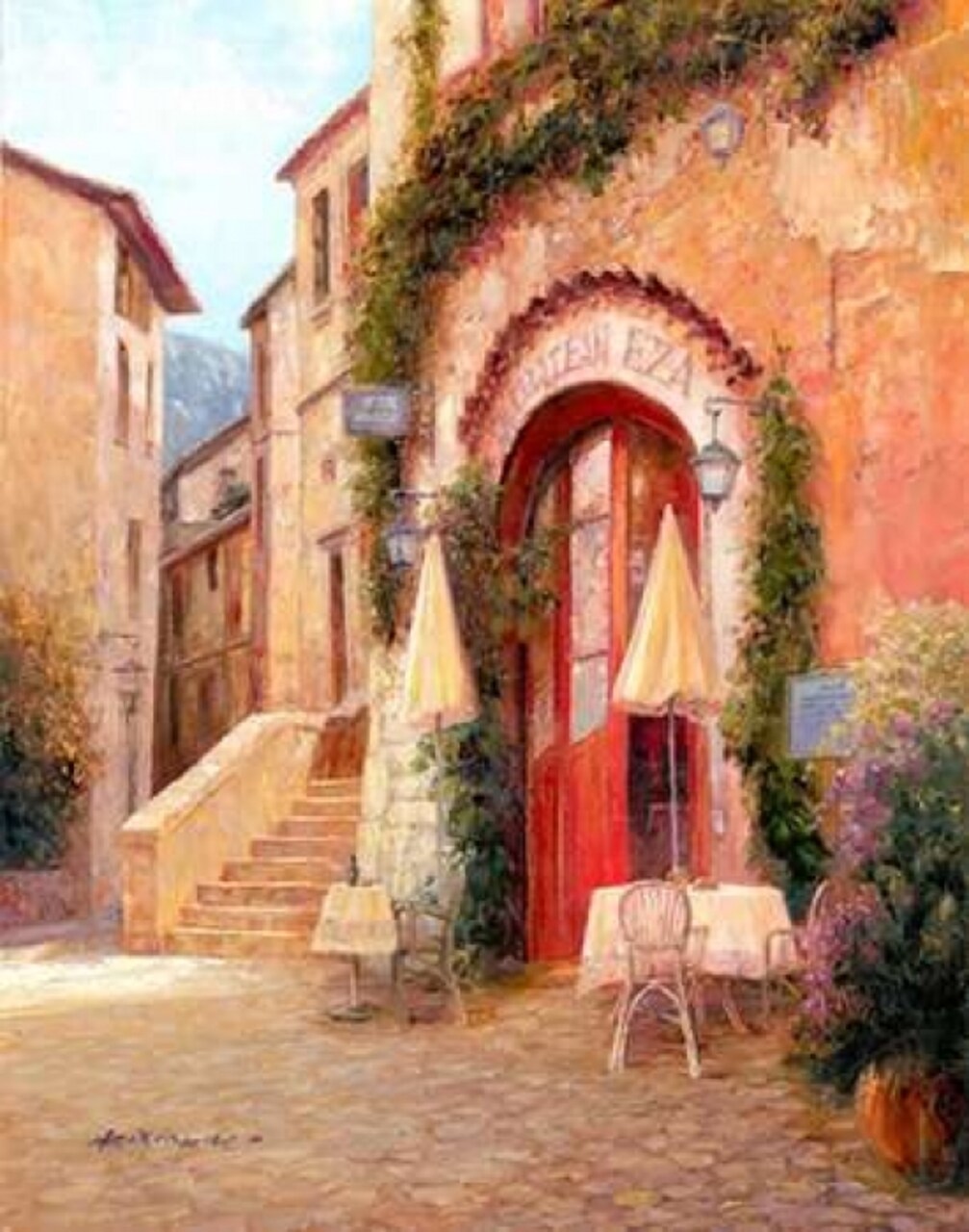 Eze Village Caf France Poster Print by Haixia Liu - Item # VARPDXL741D
